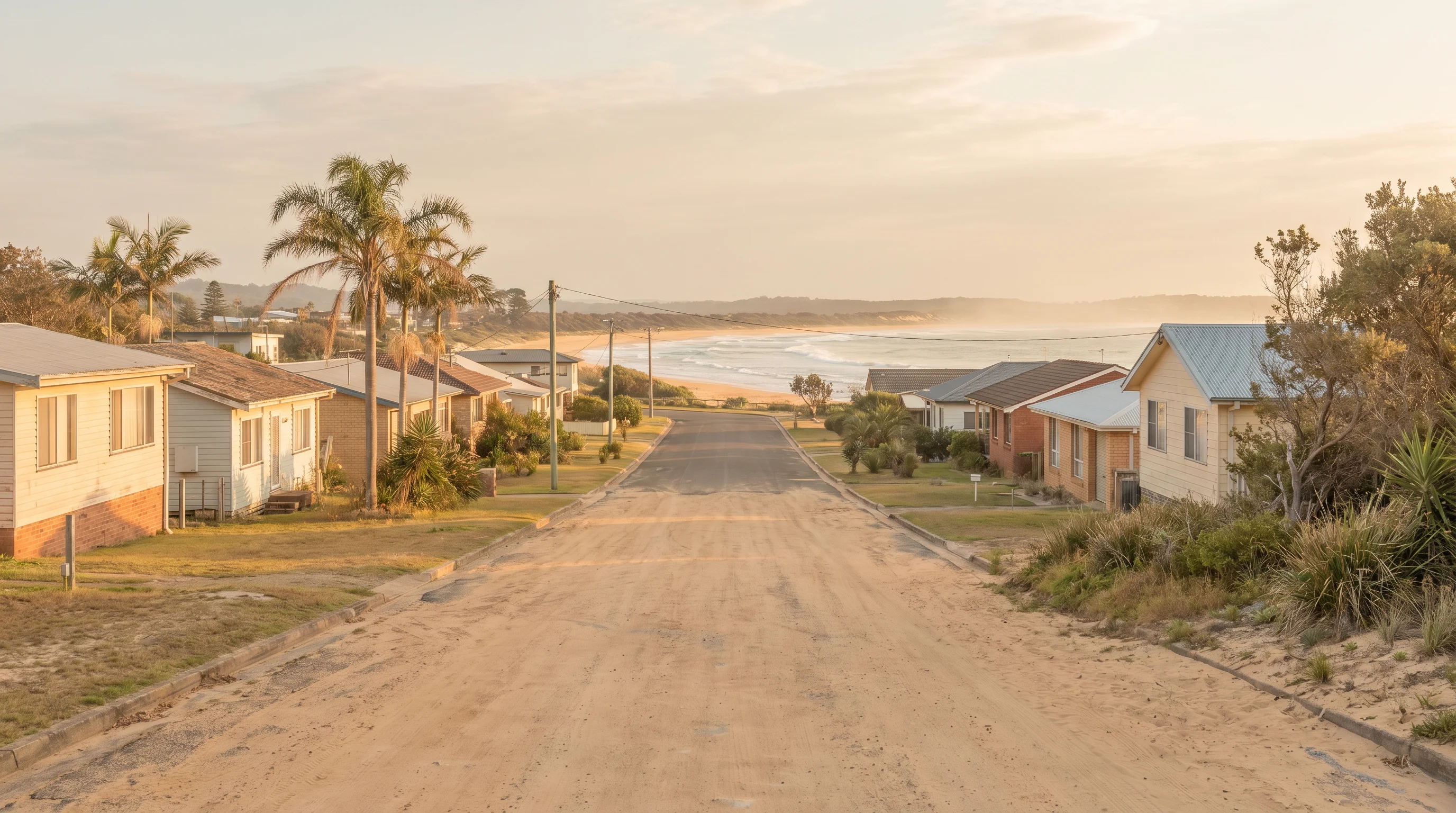 A residential street in Umina Beach, showing the typical access for a move here