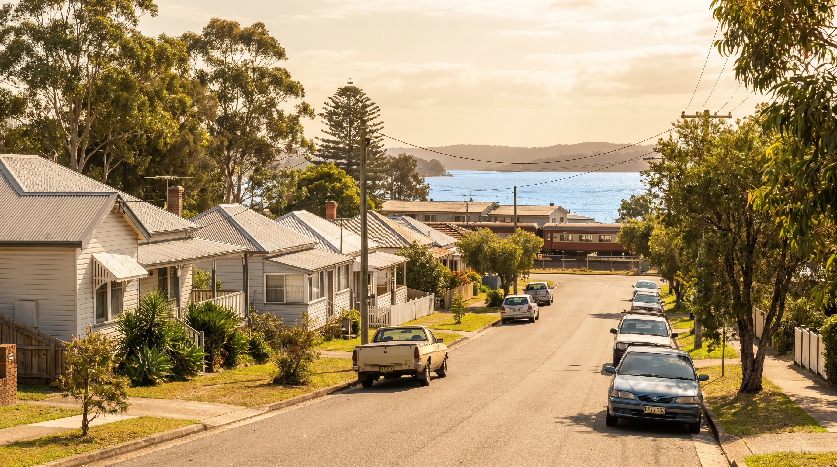 A residential street in Woy Woy, showing the typical access for a move here